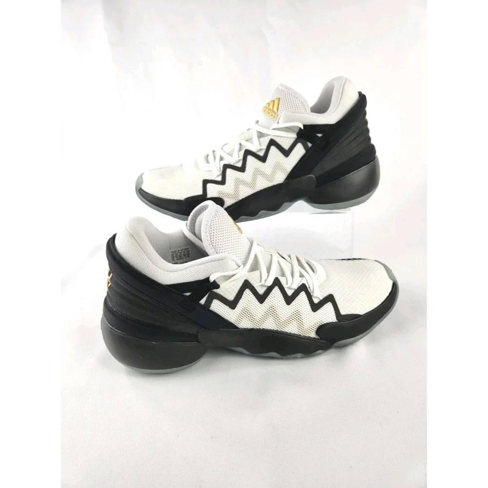 Adidas Men's D.O.N. Issue #2 Basketball Shoes White‎ Black Gold Sneakers Size 12